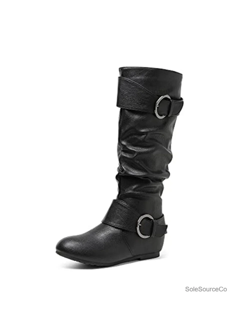Knee High Low Hidden Wedge Boots with Faux Fur Lining
